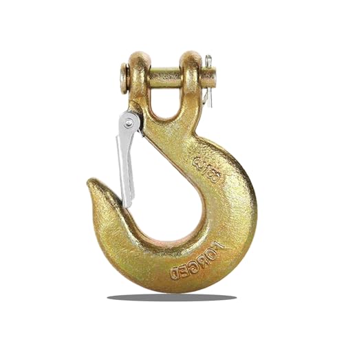 1 Pack 3/8 Heavy Duty Chain Hook Grade 70 Forged Steel Clevis Slip Hook with Safety Latch for Trailer Truck Transport Chain 18000 Lbs Working Load Limit Safety Chain Hooks