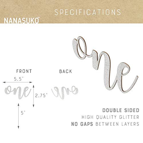 Nanasuko 1St Birthday Cake Topper - One - Double Sided Silver Glitter - Premium Quality Made In Usa #TOP1