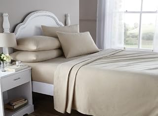 Luxury 100% Pure Brushed Cotton Flannelette Double Flat Sheet In Cream