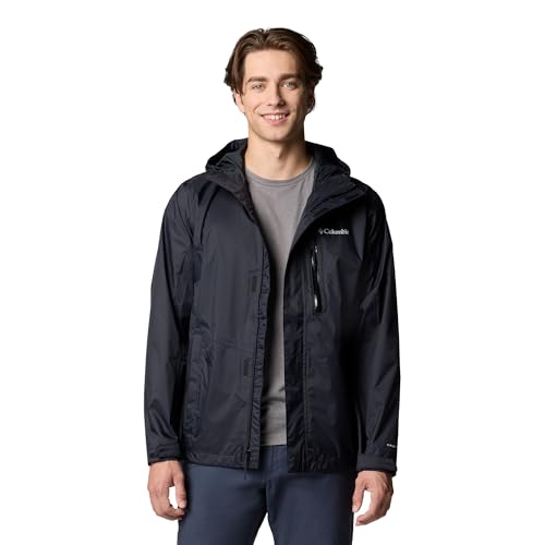 Columbia Herren Pouring Adventure Jacket Wasserdichte Regenjacke, Schwarz, XL EU
