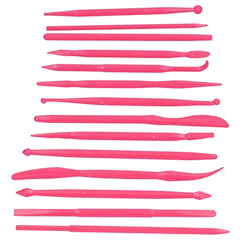 TIKATARER Herramientas de Escultura de Arcilla, Herramientas de Modelado de Arcilla de Plástico de 14 Piezas (Rosa roja)