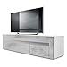 Vladon Mueble TV Valencia, Cómoda TV con 1 Compartimento Abierto y 2 Puertas abatibles, Blanco Mate/Hormigón Oxidado/Hormigón Oxidado (155 x 46 x 40 cm)