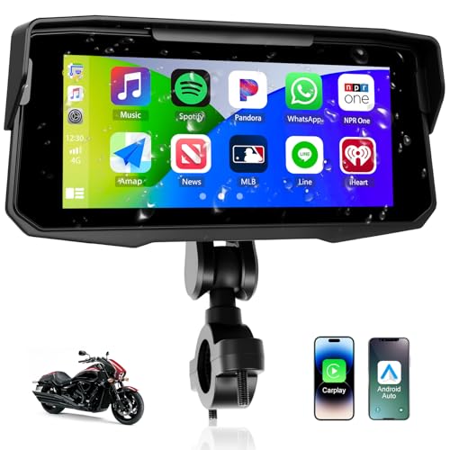 CAMECHO [WIRELESS] 6.86 Pollici Touchscreen Carplay Autoradio Per Moto, Navigatore GPS IP68, Portatile CarPlay & Android...
