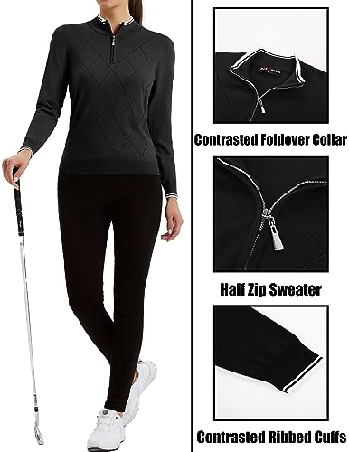Image of JACK SMITH Quarter Zip Pullover Sweaters for Womens, Rib Polo Sweater Tops