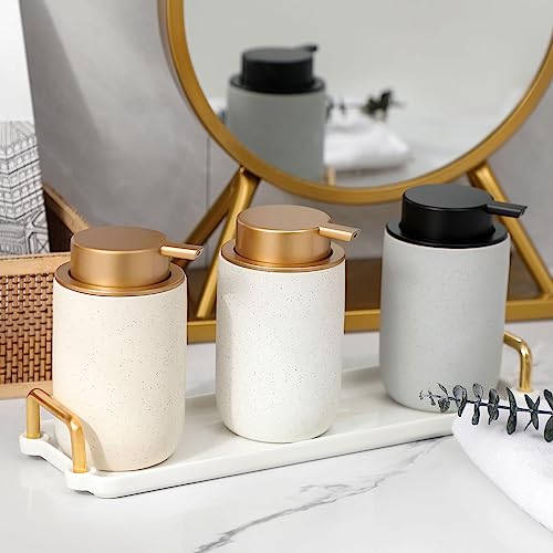 Image of Hand Soap Dispenser for Bathroom Decro, Ceramic Liquid Pump Bottles Refillable Dish Dispenser for Kitchen Farmhouse Colleage Dorm, Matte Blue
