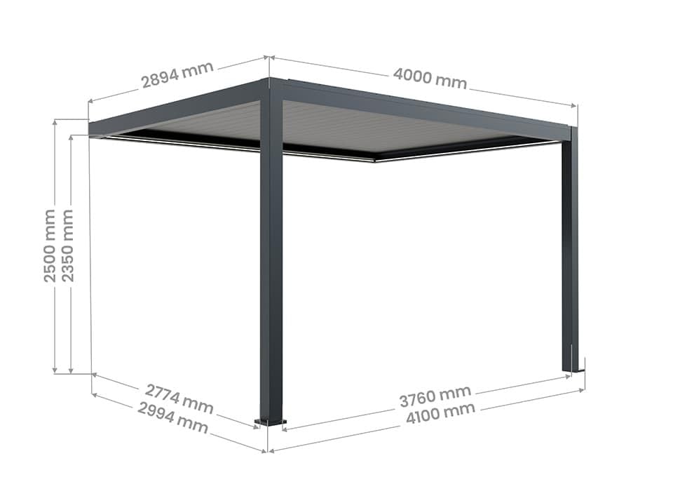 Direct ABRIS Pergola Bioclimatique Adossée Motorisée 12m² 3x4m Gris Anthracite Stellar - Eclairage Intégré