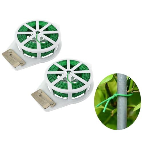 YANGWEN Lazos para Plantas 200M - Alambre Plastificado Verde con Cortador | Soporte para Jardín, Hogar y Oficina | Tutor de Plantas Resistentes