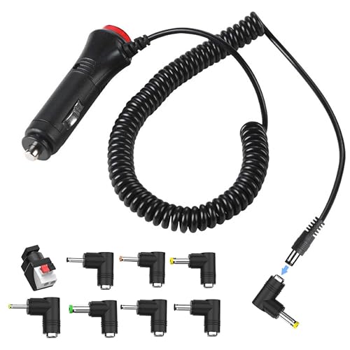 12V 車用 シガーソケット コイルケーブル付き1.5M シガーライタライタープラグ 電源 ソケット シガーアダプター → DCジャックオス 5.5-2.1mm対応 変換 アダプタ8 in 1 (シガーソケット接続アダプター)車のシガーソケットに接続して色
