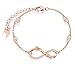 INFINIONLY Pulsera para mujer, juegos de joyas de plata esterlina 925, pulsera con símbolo de infinito y rosa, incrustación de zirconia, oro rosa, Regalos de cumpleaños y Navidad