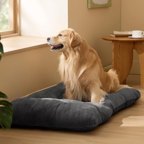 BEDSURE Hundebett Waschbar Extra Groß - XXL Hundekissen Bett Beruhigende Hundematratze mit Rutschfestem Boden, XL Hund Warmes Kissen für Große Haustiere, Grau, 119x74x8cm