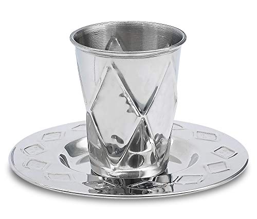 Kiddush Cup and Tray - Stainless Steel - Non Tarnish
