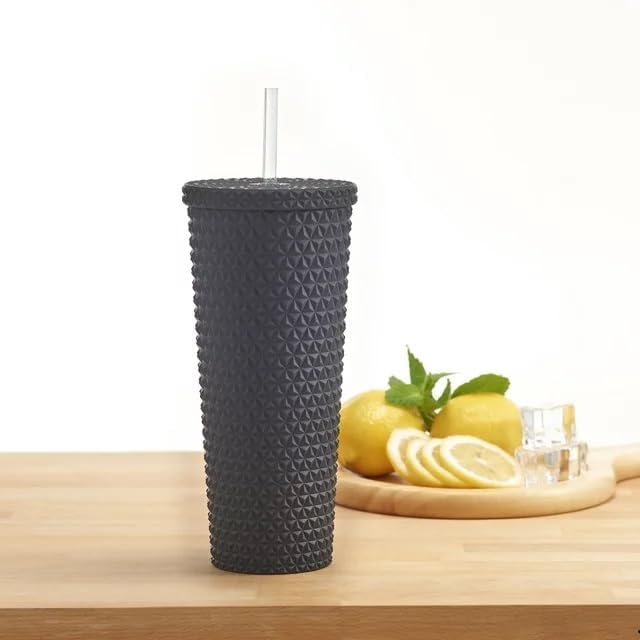 Miniatura 2 de Mainstays - Vaso texturizado de plástico reutilizable de 26 onzas líquidas, color negro mate, doble pared