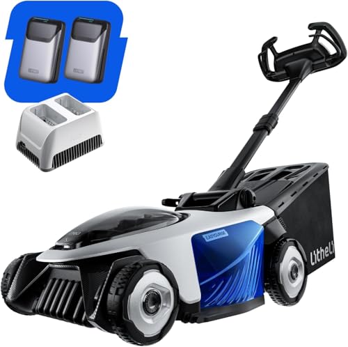 Electric Cordless Lawn Mower with Batteries and Charger