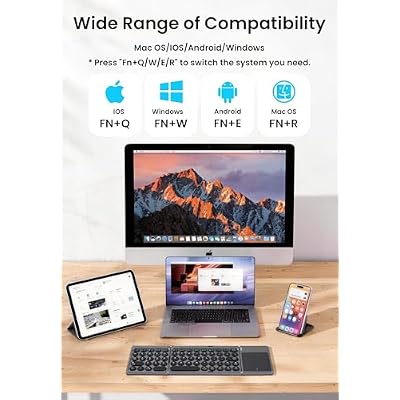 LAMA Foldable Bluetooth Keyboard with Trackpad, Wireless Portable Ultra-Slim Foldable Keyboard for iPad Tablet Smartphone iOS Android Windows PC, Grey