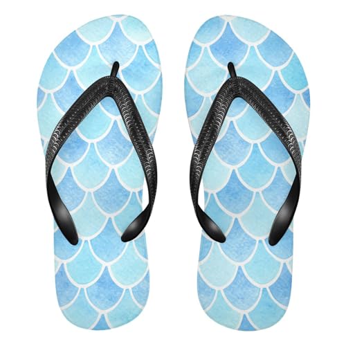 STAYTOP Beautiful Blue Mermaid Scales Flip Flops Sandals of Men's & Women's,Sandals Beach Slippers Shower Slides