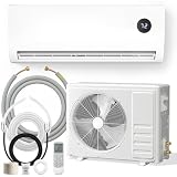 Mini Split Air Conditioner with Remote 9000 BTU, 19 SEER2 Mini Split AC Heating System, Smart Split Unit AC Cooling/Heating Up to 500 Sq.Ft, Complete Installation Kit Included, Low Noise, White