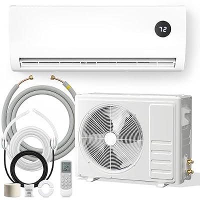 Mini Split Air Conditioner with Remote 9000 BTU, 19 SEER2 Mini Split AC Heating System, Smart Split Unit AC Cooling/Heating Up to 500 Sq.Ft, Complete Installation Kit Included, Low Noise, White
