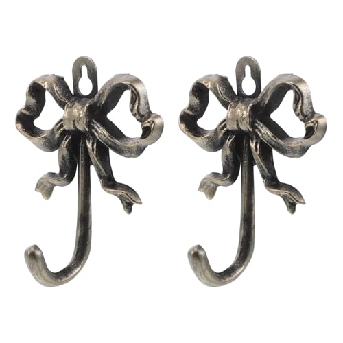 Ciieeo 2pcs Large Iron Bow Hooks Rustic Wall Mounted Coat