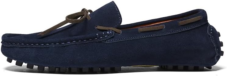JIADELI Mens Loafers Shoe Suede Leather Moccasins Driving Loafers Boat Shoes Simple Resistant Flat Heel Comfortable Party Driving Slip On (Color : Blue, Size : 8.5)