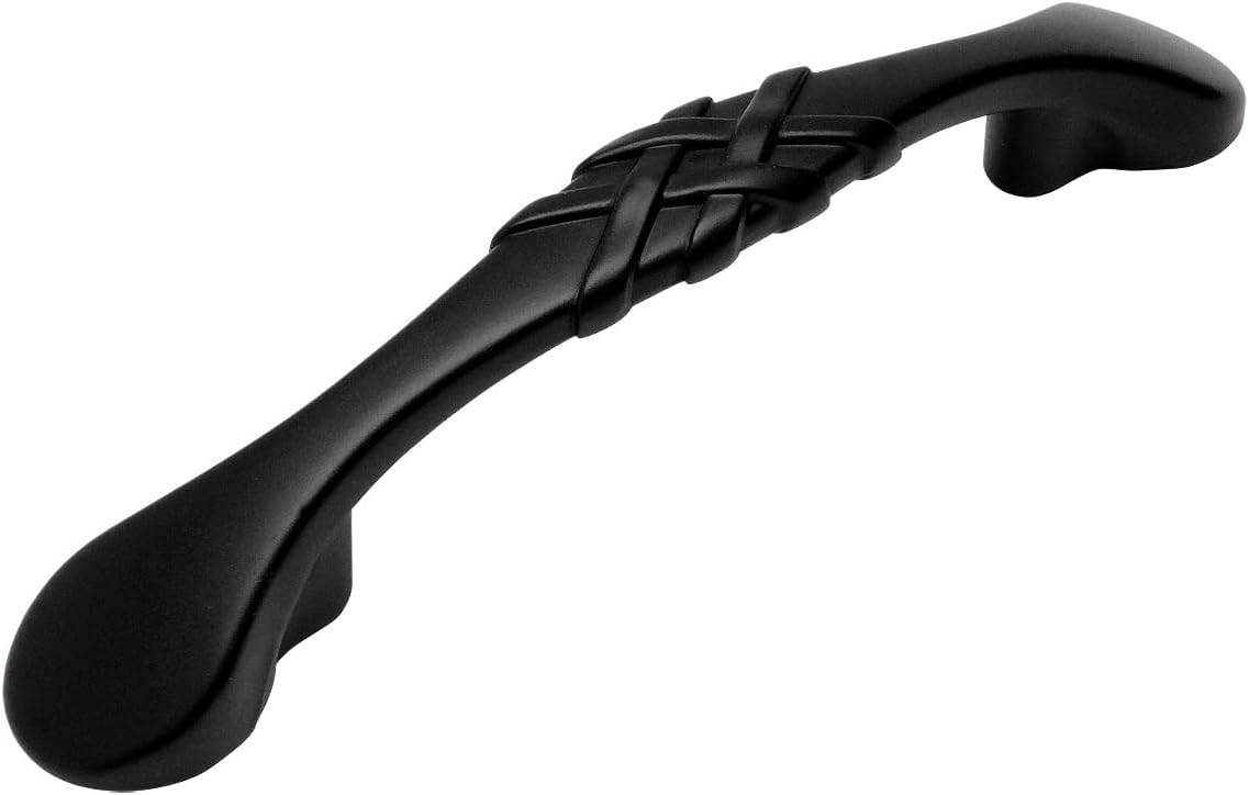 Cosmas 5 Pack 7063FB Flat Black Braided Cabinet Hardware Handle Pull - 3 Inch (76mm) Hole Centers