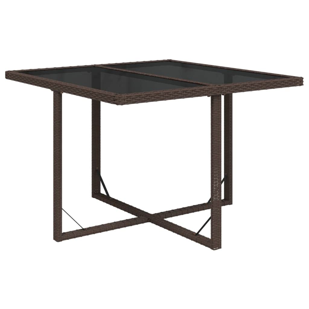 Table de jardin en polyrotin marron 109x107x74 cm pour extérieur