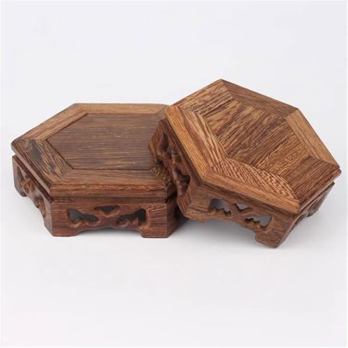Soporte para macetas de patio base hexagonal madera de bonsái y plantas 7