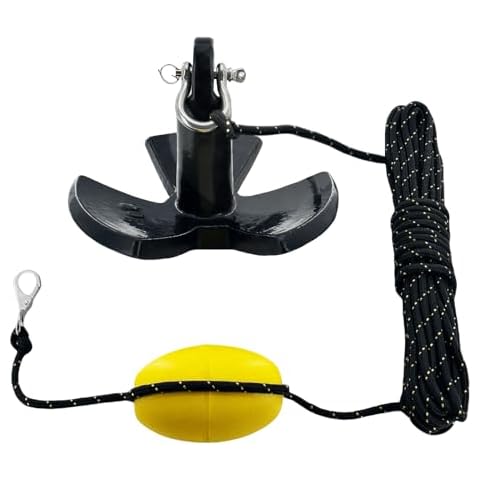 XIALUO Marine River Anchor Kit 20 lb Black PE Coated Kayak Anchor Accessories with 50 ft Rope for Fishing Kayaks, Canoe, Jet Ski, SUP Paddle Board and Small Boats Cover