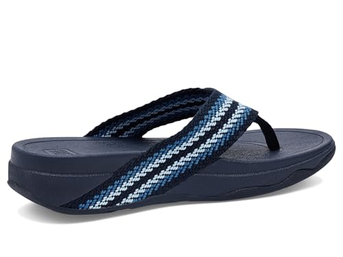 Image of FitFlop, Womens, Surfa Stripe-Webbing Toe-Post Sandals, Cosmic Blue Mix, 8.5, Medium