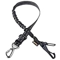 AUBELL Dog Seat Belts for Cars UK,Updated 3-in-1 Adjustable Reflective Bungee Dog Car Harness Tether with Clip Hook Latch & Buckle, Swivel Zinc Alloy Carabiner,Black