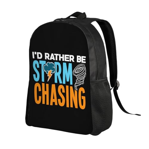 I'D Rather Be Storm Chasing Universal Large Capacity Durable Backpack - Waterproof Laptop Backpack For School Anti-Theft Design - Unisex2
