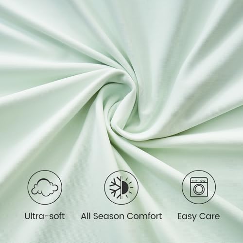 Cozy Bliss Premium Cooling Sheet Set Cali King Size, Q-Max>0.4, 3PCS No Flat Sheet with 2 Pillowcases, Breathable Fitted Sheet for Hot Sleepers & Night Sweats, Deep Pocket Up to 18 Inches, Mint Green