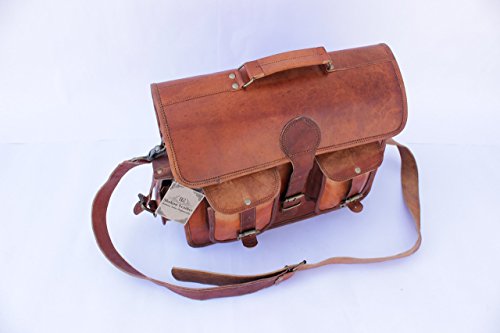 Brown Leather Messenger Bag for Laptop Handmade Briefcase Satchel Crossbody (11x15 Inches)2