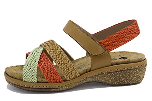 Sandale Pochoir Amovible Tressé PieSanto Femme Apple-Orange-Tan