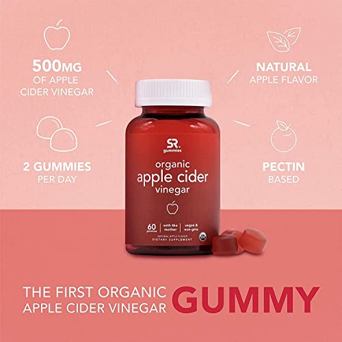 Sports Research Organic Apple Cider Vinegar Gummies With The Mother - Usda Organic, Vegan Certified & Non-Gmo Verified (60 Vegan Gummies) #TOP1