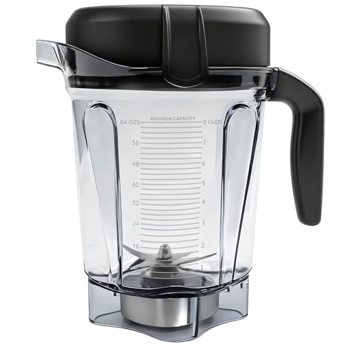 64oz Low-Profile Blender Pitcher Container, Compatible with Vitamix 5200 750 7500 6300 VM0102 VM0103 VM0197 E310 Classic/Explorian/Commercial Series, BPA-Free, Replacement Jar Cup