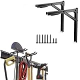 Ultrawall 24 inch Wall Mounted Folding Shelf Brackets and 9PC Garage Tool Hooks