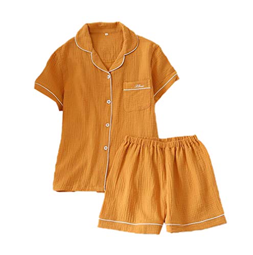 ECHERY Vêtements de Nuit de Gaze D'été De Deux Pièces pour Fille Costumes Ensembles de Salon en crêpe Cover