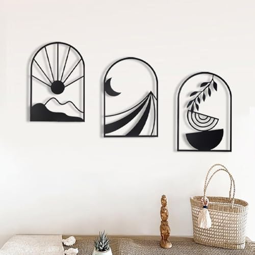 OYEFLY 3-PCS Boho Black Metal Wall Decor - 50% Off