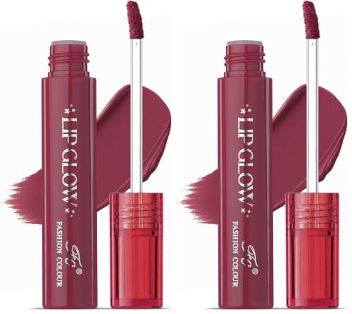 Image of Fashion Colour Liquid Lipstick - Matte Finish, Waterproof, Non-Transfer, 16 Hours Wear, Deep Plum (3ML) Indian Skin Tones (Pack of 2)