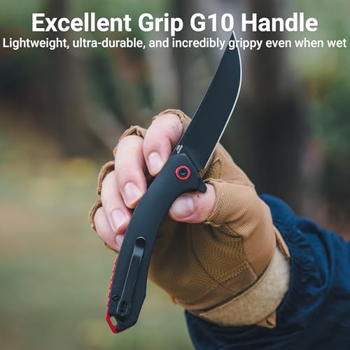 Image of CJRB Tactical Knife, Small Folding Pocket Knife with AR-RPM9 Steel Blade and G10 Handle for Men Outdoor, Survival, Hunting, Camping Gobi(J1906B) Black