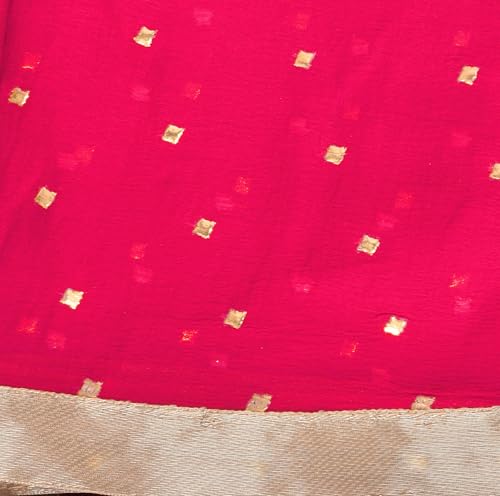 Image of YOUTHQUAKE Women's Golden Printed Chiffon Dupatta With Four Side Golden Lace