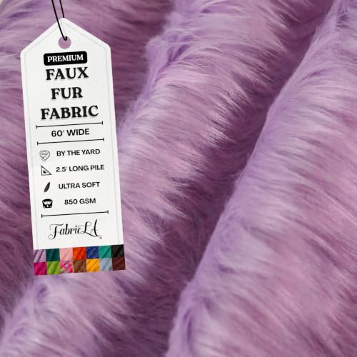 Image of FabricLA Faux Fur Fabric by The Yard - Artificial Craft Fur - 36 inch X 60 inch Inch Wide - Fur Fabric for Craft Supply, DIY Furry Plush Projects, Sewing, Decoration, Upholstery, Lavender, 1 Yard
