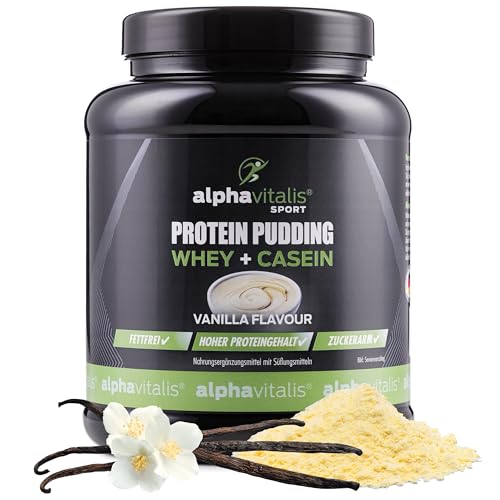 High Protein Pudding Creme 500g - Vanille - cremiges Eiweiß Pudding Pulver mit Whey + Casein - Pudding Pulver - Protein Pudding zuckerarm & fettfrei