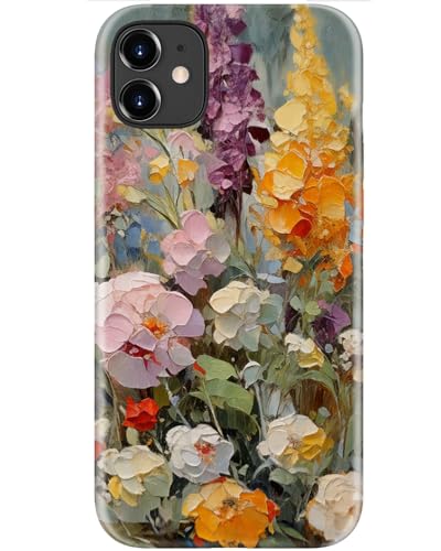 Image of Goodon for iPhone 12 Mini Case Cute - Wireless Charging Compatible - Dual-Layer Hard Shell + Silicone Cover - Protective Phone Case with Trendy Designs for Women - Oil Painting Flowers