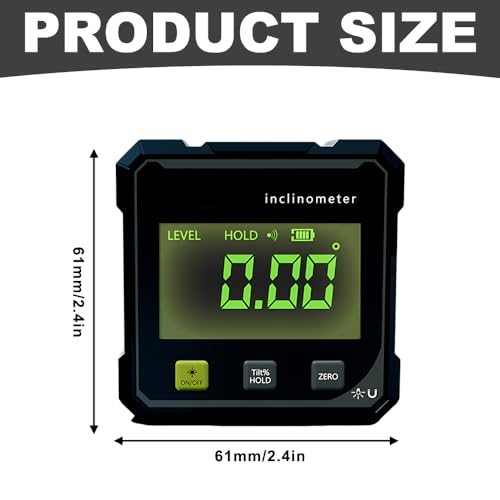Digitaler Winkelmesser 4-Seitig Magnetisch, Digitale Wasserwaage Type-C mit LCD Display, Wasserdicht Laser Wasserwaage für Holzbearbeitung, Tischsäge, Hängend, Bau, Maschinen, DIY Arbeiten
