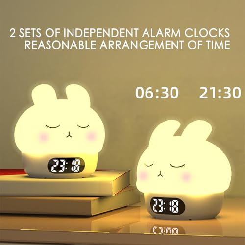Luz nocturna de silicona y reloj despertador para niños recargable 4
