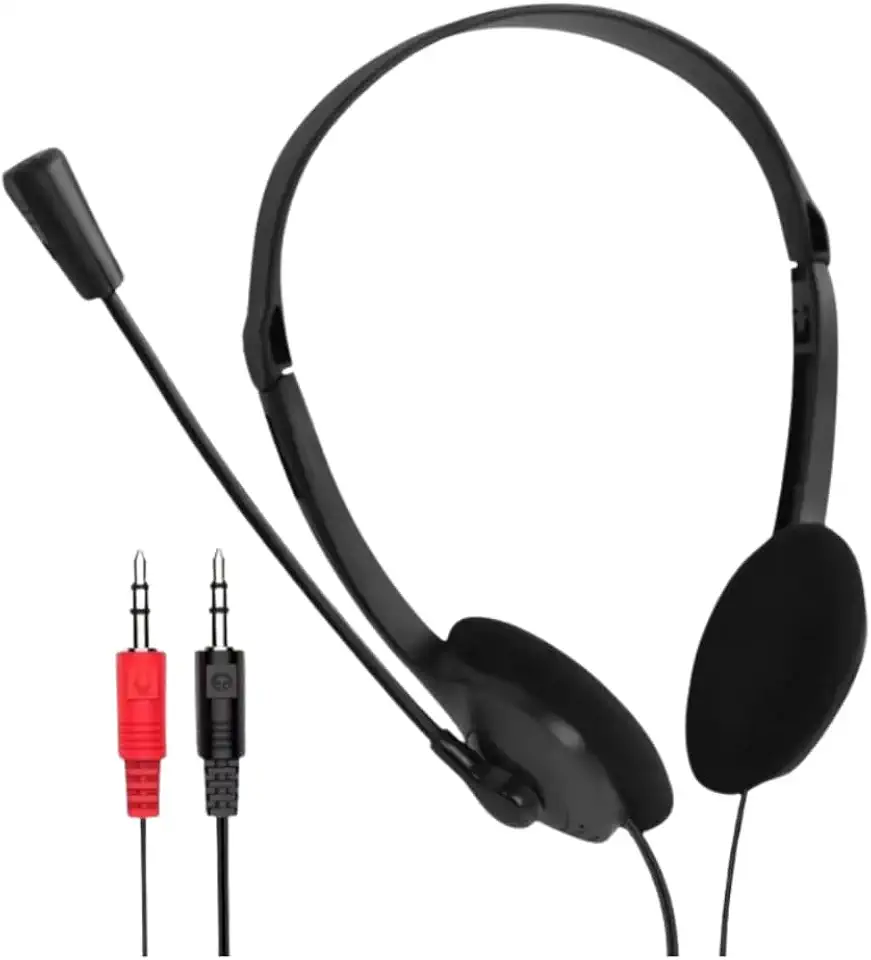 Fone de Ouvido Headset com Microfone Multimídia - Conexão P2, Haste Ajustável e Controle de Volume para Desktop