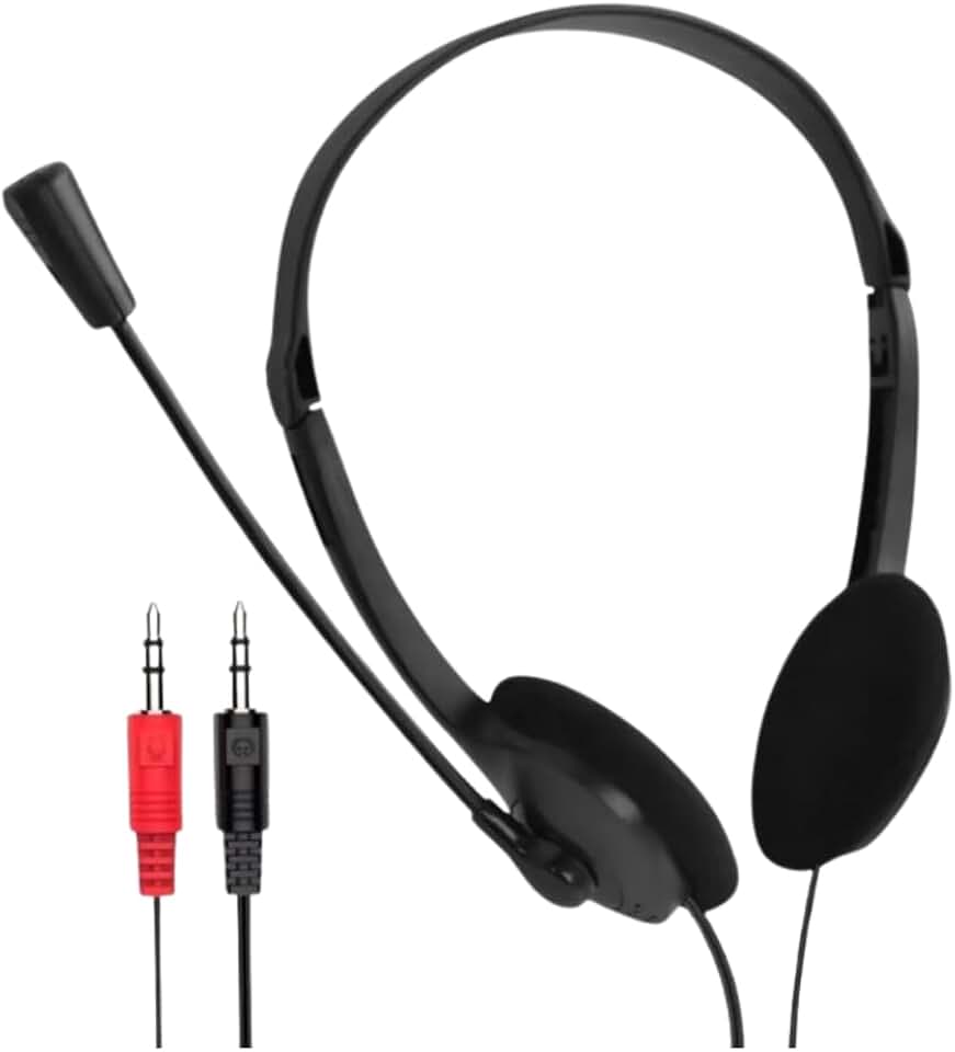 Fone de Ouvido Headset com Microfone Multimídia - Conexão P2, Haste Ajustável e Controle de Volume para Desktop