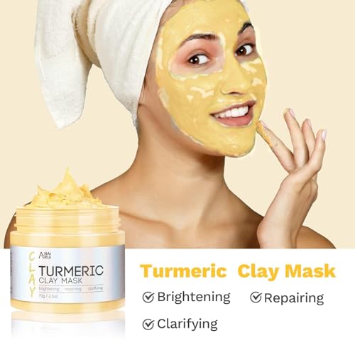 ANAI RUI 3 Pcs Face Mask Set - Turmeric Clay Mask - Green Tea Face Mask - Dead Sea Mud Mask for Oily Skin, Blackheads & Pores -Spa Gift Set Self Care for Women Teens 2.5 oz Each - Image 4