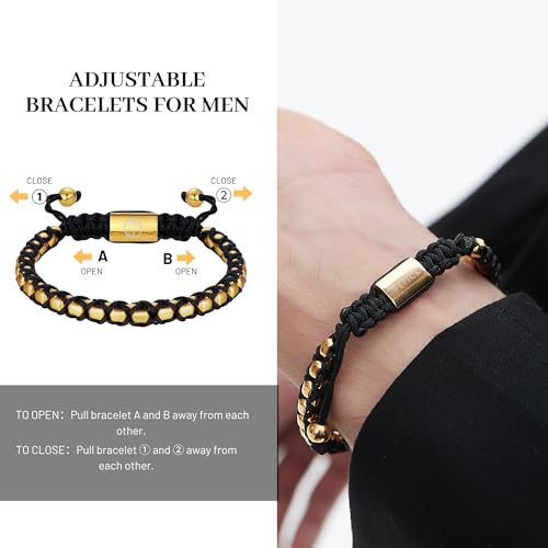 Pulsera para hombre ajustable bañada en oro 18K miniatura 4